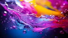 Colorful Liquid Water Backdrop Background Drops Bubbles Flow Fluid Digital Splash