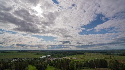 Wall Mural - white clouds floating in the sky and beautiful landscape. blue sky white clouds. puffy fluffy white 