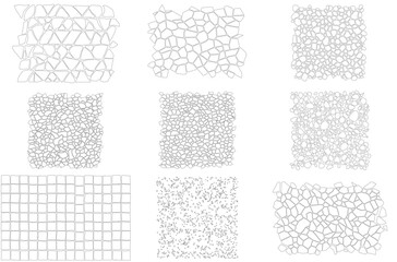 Stone on ground vector, Broken tiles mosaic pattern. texture interior background line art. set of graphics elements drawing for architecture and landscape design. cad pattern