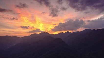 Wall Mural - aerial footage with a drone high mountains and beautiful sky at yun lai, chiang mai thailand.