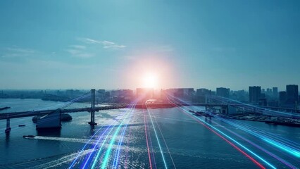 Leinwandbilder - 未来へ伸びる光の帯　都市とネットワーク