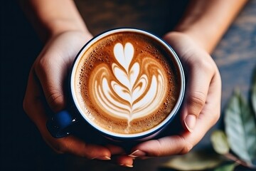 Cup of coffee with latte art (Ai generated)