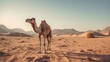 © ViktoGraphics - Camel in the desert, hot weather. Created with Generative Ai technology.