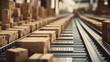Logistischer Workflow: Nahaufnahme von rollenden Pappkartonverpackungen