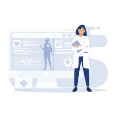 Wall Mural - Electronic health record, New technology to replace paper clinical data, medical treatment history application, flat vector modern illustration