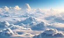  A View Of The Sky From A Plane Window Of Clouds.  Generative Ai