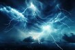 Leinwandbild Motiv Lightning lightning strikes against the dark cloudy sky, Illustration AI Generative.