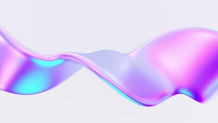 Wall Mural - Flowing chrome wave shape with colorful reflections. 3d render.