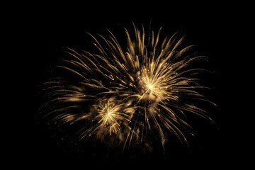 Sticker - Golden Fireworks on Black Background Isolated. Celebration and Light. Generative AI illustrations