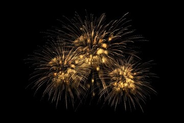 Sticker - Golden Fireworks on Black Background Isolated. Celebration and Light. Generative AI illustrations