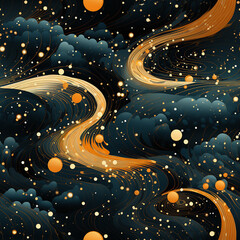 Wall Mural - seamless background with stars Cosmos golden Ai generative