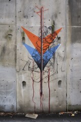 Canvas Print - street graffiti of an arrow on a concrete wall, created with generative ai