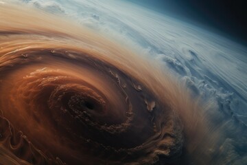 Wall Mural - close-up of swirling vortex storm on a gas planet, created with generative ai