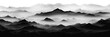 Vector halftone dots background, fading dot effect. Imitation of a mountain landscape, banner, shades of gray.