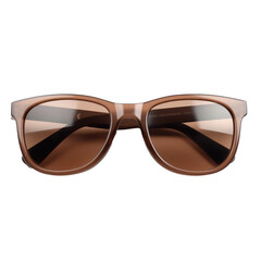 Brown plastic sunglasses isolated on transparent background. Generative AI.