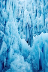 Canvas Print - blue ice formations in a glacier, created with generative ai