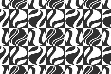 Wall Mural - abstract seamless pattern. geometric black and white wallpaper.