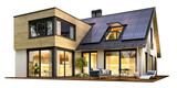 Fototapeta Krajobraz - Modern house with solar panels on a transparent background