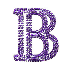 Symbol made of purple and silver spheres. letter b