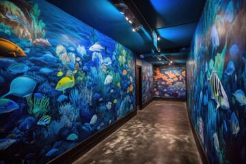 Wall Mural - murals of marine life, with vibrant fish and coral, created with generative ai
