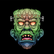Illustration Of Scary Frankenstein Face