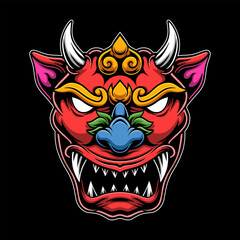 Wall Mural - Oni mask with ferocious expression