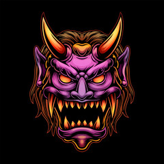 Wall Mural - Oni mask with ferocious expression