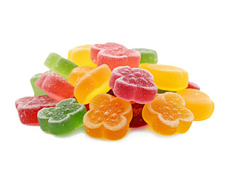 Pile of colourful jelly candies isolated on transparent or white background, png