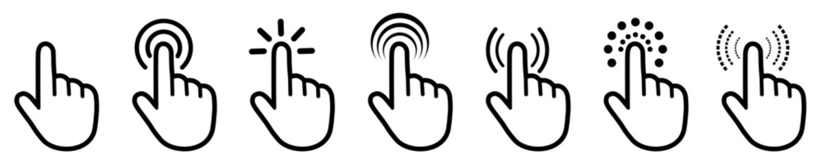 Aufkleber - Set of flat cursor icons. Click or press cursor set. Arrow pointer, loading, progress – stock vector