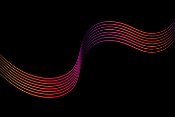 Wall Mural - dynamic effect flow curve wave striped abstract black background element vector. twist editable stro
