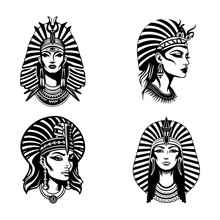 Cleopatra Hand Drawn Logo Design Illustration