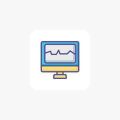 Wall Mural - heart rate monitor, monitor Vector Outline Filled Icon