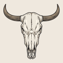 Bull Skull Vintage Sticker Monochrome