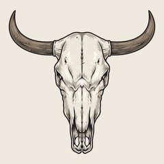 Bull skull vintage sticker monochrome