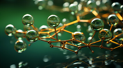 Wall Mural - green hydrogen h2 gas molecule. production of green hydrogen energy powered by renewable electricity