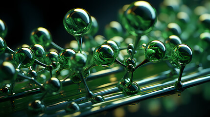 Wall Mural - green hydrogen h2 gas molecule. production of green hydrogen energy powered by renewable electricity