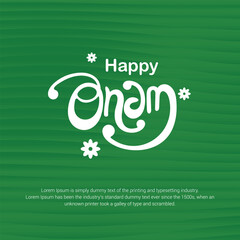 Wall Mural - Happy Onam Typography Design in Banana Leaf