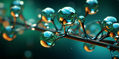 Wall Mural - green hydrogen h2 gas molecule. production of green hydrogen energy powered by renewable electricity