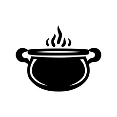 Wall Mural - Witch cauldron cooking black outlines vector illustration