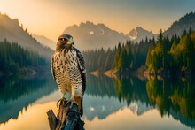 Falcon Bird Sitting On 