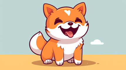 Shiba Inu dog cartoon animation style illustration