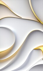 Poster - Curvy and wavy metallic golden cover background with grey and white color tone.