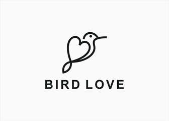 Sticker - love bird logo design vector silhouette illustration