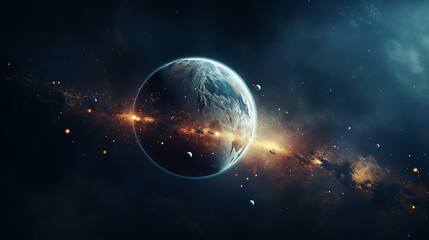 sci-fi landscape with planets, stars and nebula. exploration and expedition of the universe. generat