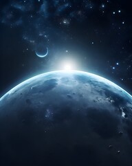 Wall Mural - Sci-Fi Landscape with planets, stars and nebula. Exploration and expedition of the universe. Generative AI