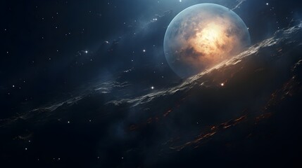 Wall Mural - Sci-Fi Landscape with planets, stars and nebula. Exploration and expedition of the universe. Generative AI