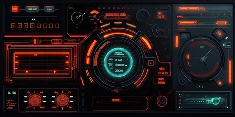 Futuristic HUD screen data hologram. Generative AI