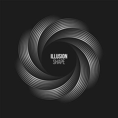 Poster - Abstract optical illusion shape. Hypnotic spiral object with black and white lines. Vector illustration.