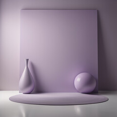 Wall Mural - Abstract Modern Backdrop in Light Lilac for Product Presentation with a Subtle Smoke Effect and Sleek Floor