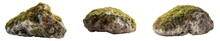 Set Of Nature Mossy Rocks Isolated On A Transparent Background